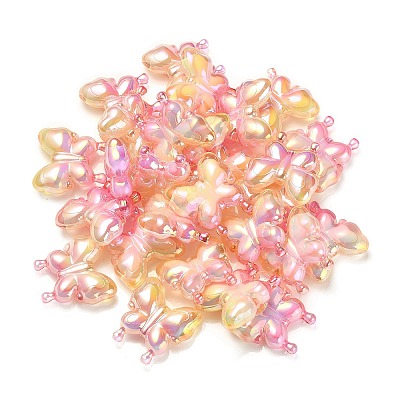 UV Plating Rainbow Iridescent Acrylic Beads OACR-G012-09C-1