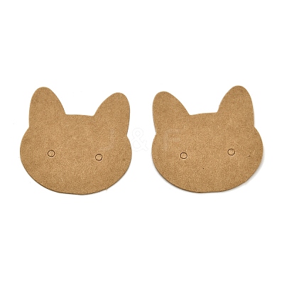 100Pcs Cat Shaped Kraft Paper Earring Display Cards X-EDIS-M004-01A-1