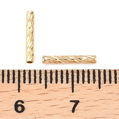 Brass Textured Tube Beads KK-H250-01A-G-1