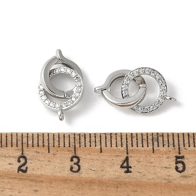 Brass Micro Pave Clear Cubic Zirconia Fold Over Clasps KK-D324-04P-1