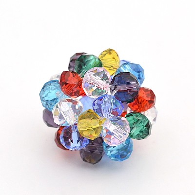 Transparent Glass Crystal Beaded Round Beads X-GLAA-A034-4mm-A14-1