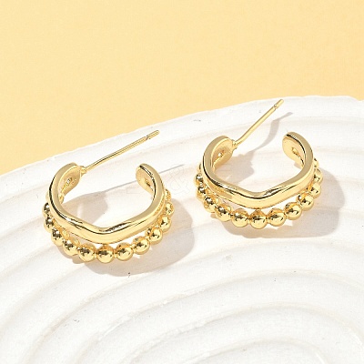 C-Shaped Brass Stud Earrings EJEW-A132-06G-1