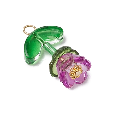 Transparent Acrylic Bead Caps with Tibetan Style Alloy Daisy Spacer Beads and Spray Painted Transparent Glass Beads and ABS Plastic Imitation Pearl Beads Pendants PALLOY-JF03630-1