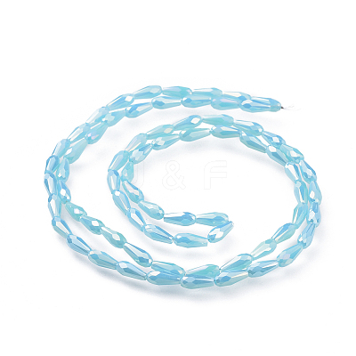 Electroplated Opaque Glass Beads Strands EGLA-L015-FR-B02-1