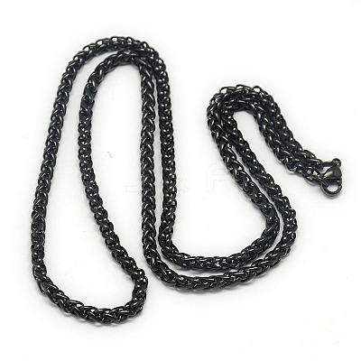 Trendy Men's 201 Stainless Steel Wheat Chain Necklaces NJEW-L043A-45B-1