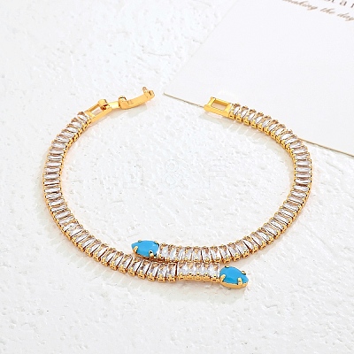 Snake Brass Pave Cubic Zirconia Link Chain Bracelets UA5889-1-1