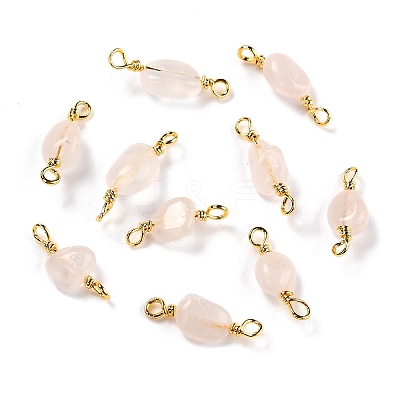 Natural Rose Quartz Links Connectors G-K316-02E-G-RS-1