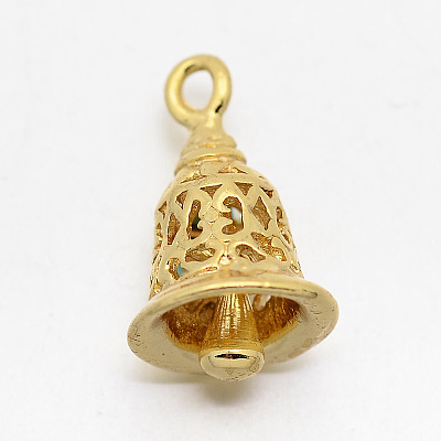 Brass Bell Pendants KK-F0293-09-1