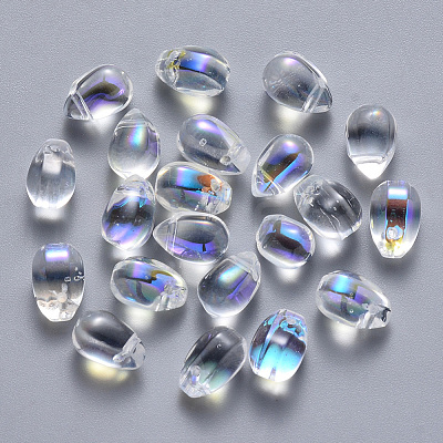 Transparent Spray Painted Glass Charms GLAA-R211-03-D07-1