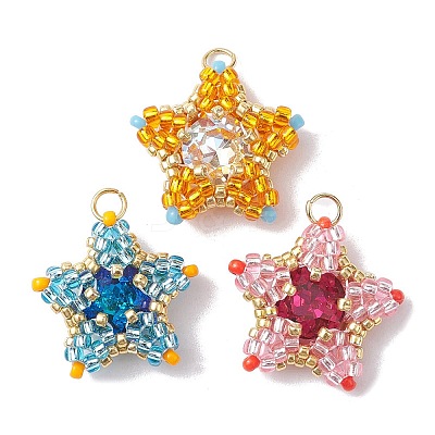 3Pcs 3 Color TOHO Seed Beads Pendants PALLOY-MZ00177-1