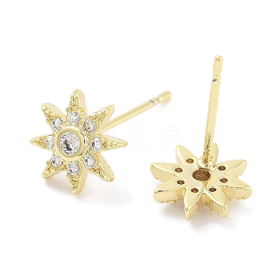 Brass Micro Pave Clear Cubic Zirconia Stud Earrings for Women EJEW-S217-E06-1
