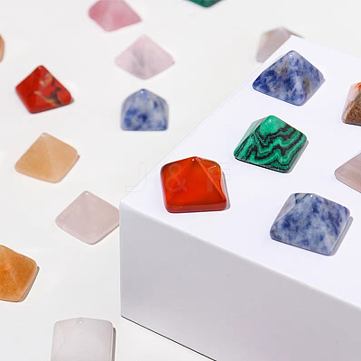 14Pcs 14 Style Pyramid Natural & Synthetic Gemstone Home Display Decorations G-FG00001-04-1