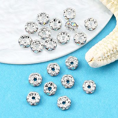 Brass Rhinestone Spacer Beads X-RB-A014-L6mm-28S-NF-1