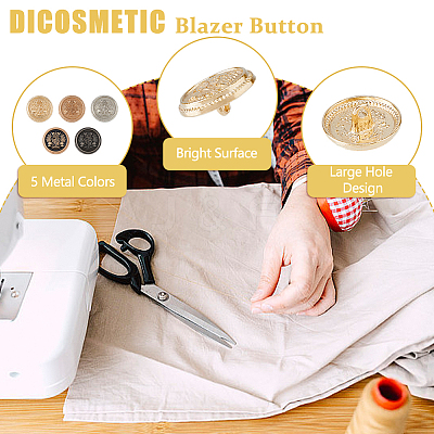 40Pcs 5 Styles 1-Hole Alloy Shank Buttons FIND-DC0005-77A-1