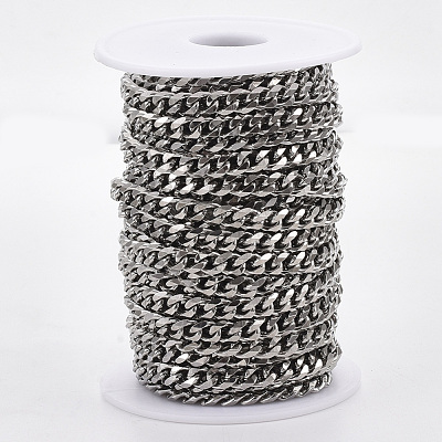 Tarnish Resistant 201 Stainless Steel Cuban Link Chains STAS-R100-23-1