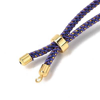 Braided Cotton Cord Slider Bracelet Making MAK-R001-01G-22-1