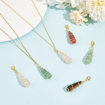 15Pcs Teardrop Mixed Natural Gemstone Charm Locking Stitch Markers HJEW-AB00650-1