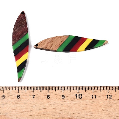 Jamaican Colour Epoxy Resin & Walnut Wood Pendants RESI-N039-122E-1