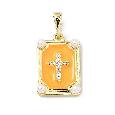 Brass Micro Pave Cubic Zirconia Pendants KK-H255-07G-04-1