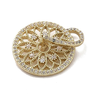 Brass Micro Pave Clear Cubic Zirconia Pendants KK-M275-36G-1
