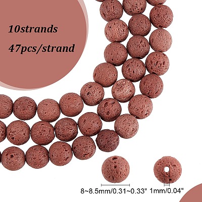 Synthetic Lava Rock Beads Strands G-S277-8mm-02-1