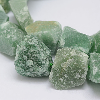 Raw Rough Natural Green Aventurine Bead Strands G-F403-03-1