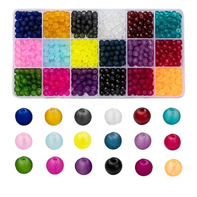 18 Colors Transparent Glass Beads FGLA-X0001-04A-6mm-1