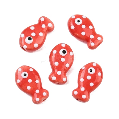 Handmade Porcelain Beads X-PORC-B009-03O-1