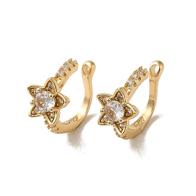 Brass Micro Pave Cubic Zirconia Cuff Earring EJEW-L271-09KCG-02-1