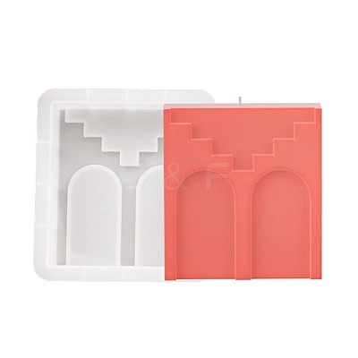 DIY Square with Rampart Pattern Candle Silicone Molds DIY-G113-09A-1