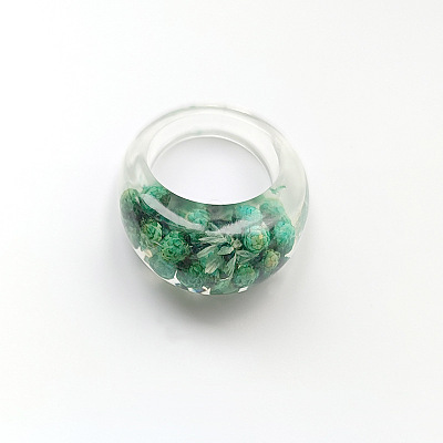 Resin Dried Flower Finger Rings for Women FS-WGEA7C0-01-1