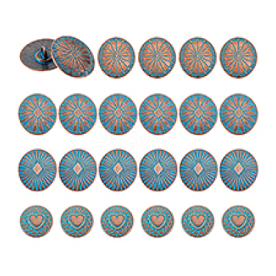 24Pcs 4 Styles 1-Hole Zinc Alloy Shank Buttons BUTT-PH0001-60-1
