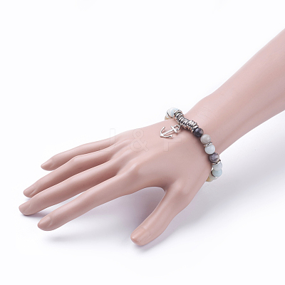 Natural Amazonite Charm Bracelets BJEW-JB03403-02-1