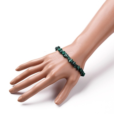 Natural Malachite Chip Beads Stretch Bracelets BJEW-JB05765-04-1