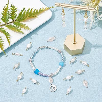 40Pcs 4 Style Natural Cultured Freshwater Pearl Beads Links Connectors FIND-NB0002-11-1