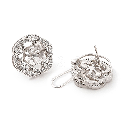 925 Sterling Silver Micro Pave Cubic Zirconia Earring Settings Findings STER-B003-27P-1