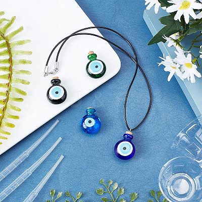 4Pcs 4 Colors Handmade Lampwork Perfume Bottle Pendants LAMP-FH0001-02-1