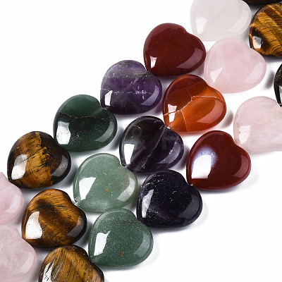 Natural Green Aventurine & Rose Quartz & Red Agate & Tiger Eye & Amethyst Beads Strands X-G-S364-096-1