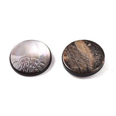 Natural Black Lip Shell Carved Cabochons SSHEL-T017-04D-1