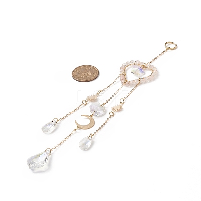 Glass Teardrop & Star Window Hanging Suncatchers HJEW-JM00905-01-1