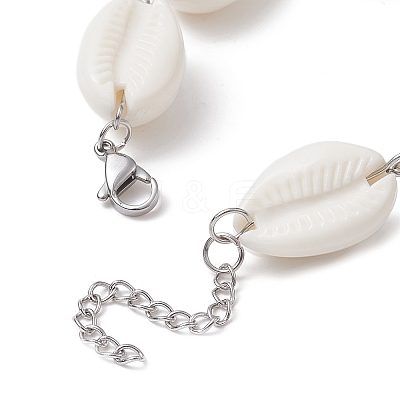 Acrylic Shell Bead Link Anklets for Women BJEW-JB09370-1