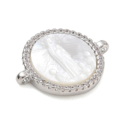 Rack Plating Brass Micro Pave Clear Cubic Zirconia Connector Charms CU-CBA01AA-23P-1