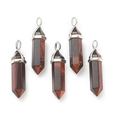 Dyed & Heated Natural Red Tiger Eye Pointed Pendants G-M378-01P-A20-1
