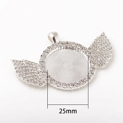 Alloy Pendant Cabochon Setting ALRI-WH0005-11S-1