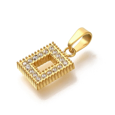 Ion Plating(IP) 304 Stainless Steel Micro Pave Cubic Zirconia Pendants STAS-H228-04G-01-1