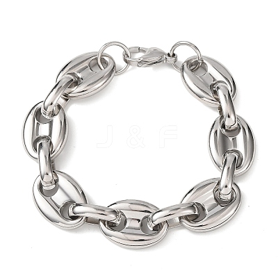 304 Stainless Steel Coffee Bean Link Chain Bracelets for Women Men LS-BJEW-F529-10B-P-1