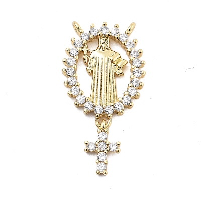 Brass Micro Pave Cubic Zirconia Pendants KK-Q006-53C-G-1