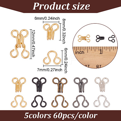 300Pcs 5 Colors Brass Interlocking Clasps FIND-GO0002-45-1