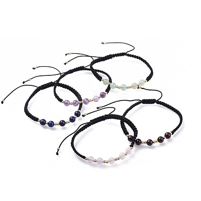 Adjustable Natural Gemstone Braided Bead Bracelets BJEW-JB04599-1
