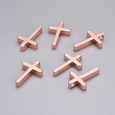 Brass Tiny Cross Charms KK-L189-05RG-1
